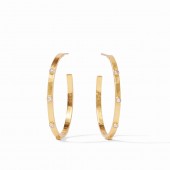 JULIE VOS CRESCENT HOOP GOLD PLATED EARRINGS WITH CZS