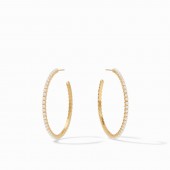 JULIE VOS JULIET PEARL MEDIUM GOLD PLATED HOOP EARRINGS