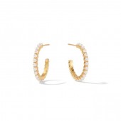 JULIE VOS JULIET PEARL SMALL HOOP GOLD PLATED EARRINGS