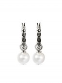 JOHN HARDY ESSENTIALS SILVER HOOP WITH PEARL EARRINGS