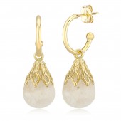 14K YELLOW GOLD FLOATING OPAL EARRINGS