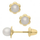 14K YELLOW GOLD CHILDS PEARL EARRING