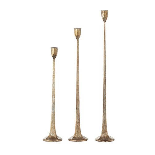 S/3 Gold and Cream Candlesticks