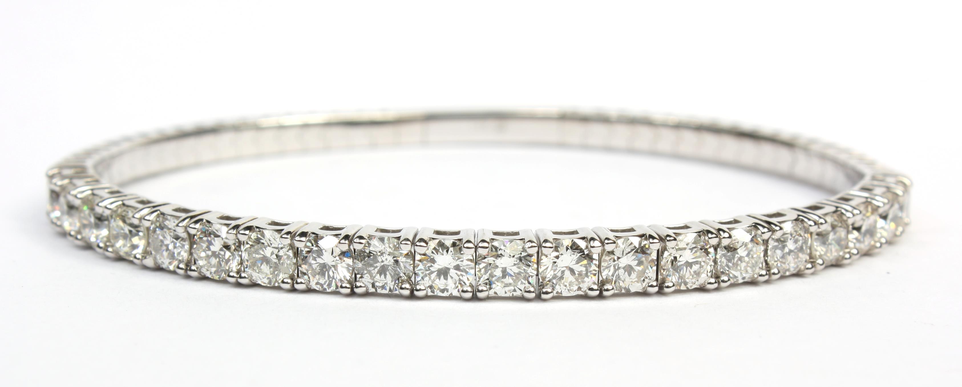 14K White Diamond Flexible Bangle Bracelet